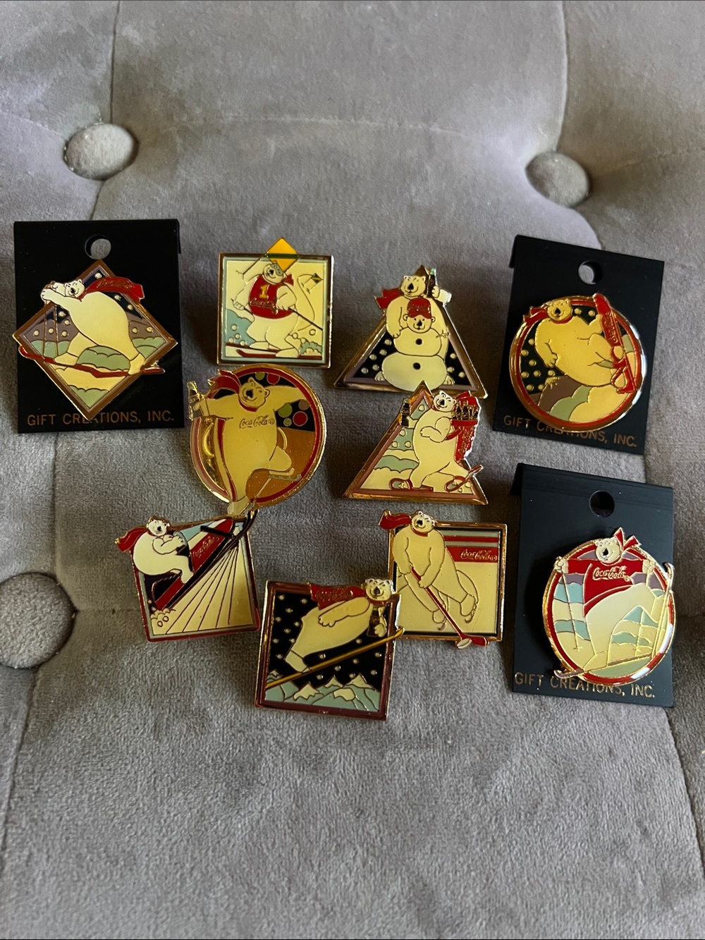 Vintage 1994 Coca-Cola Polar Bear Winter Sports Pins 10 in Set
